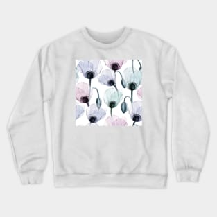 Seamless Watercolor Pattern With Transparent Poppy Flower Crewneck Sweatshirt